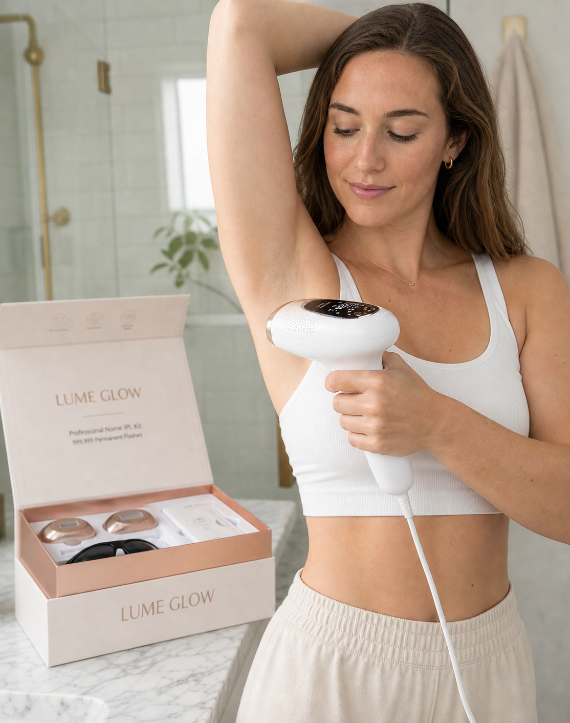 IPL hair removal underarm use LumeGlow device results